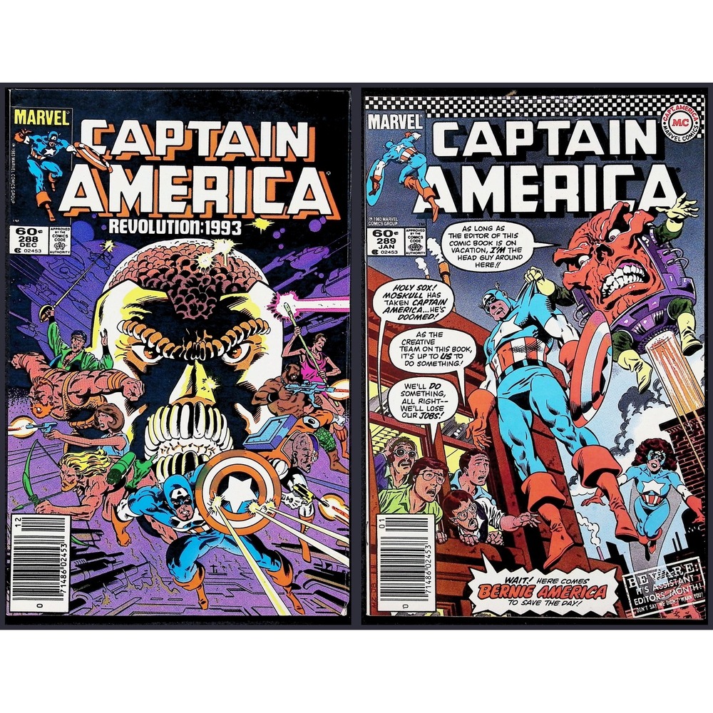 Captain America 2X Comic Lot #288 289 Newsstand Marvel Revolution Bernie America